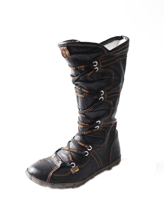 Snake-Embossed Leather and PU Upper Women's Tall Boot