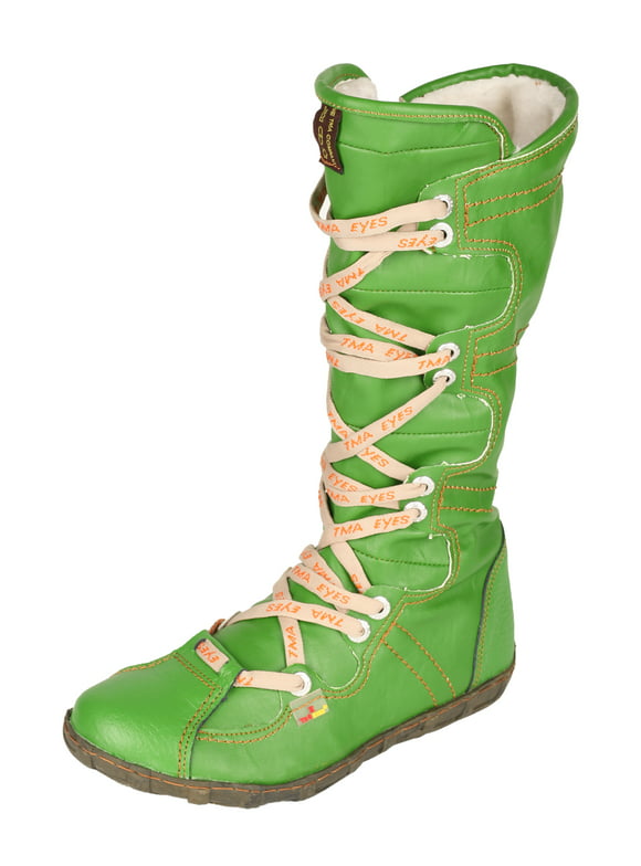 TMA EYES Snake-Embossed Leather and PU Upper Women's Tall Boot