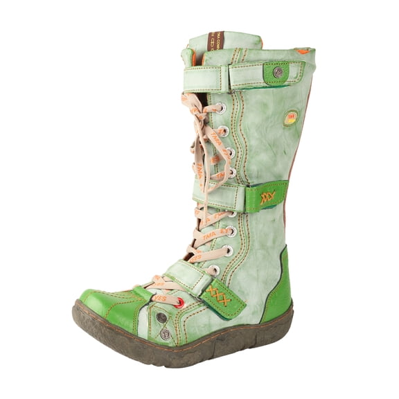 TMA EYES Strape-Accent Washed PU Leather Flat Women's Boot with Plus Size