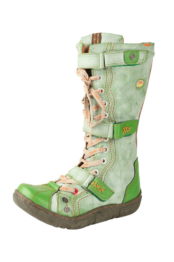 Strape-Accent Washed PU Leather Flat Women's Boot with Plus Size