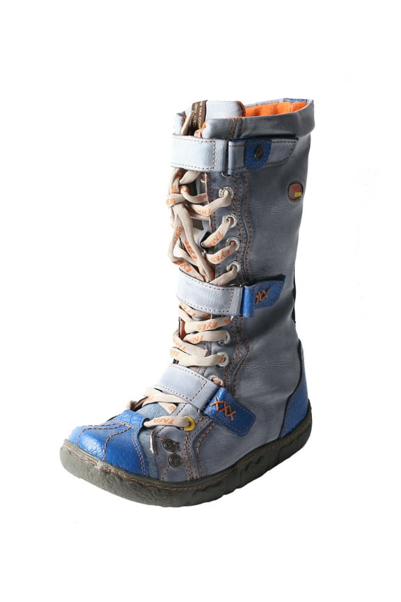 Strape-Accent Washed PU Leather Flat Women's Boot with Plus Size