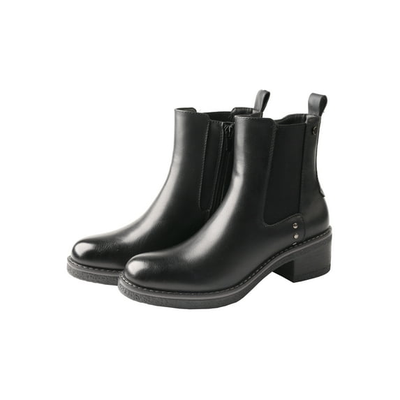 TMA EYES Women's Stylish Leather Ankle Boots Low Block Heel Zipper Booties
