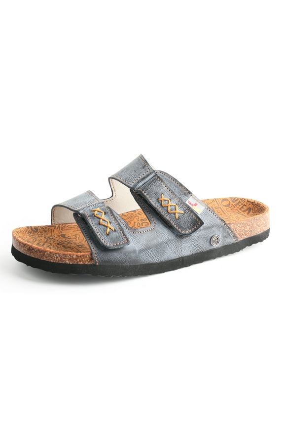 Women's Hand Stitching Open Toe Footbed Sandals Fashion Polka Dot Leather Casual Slippers