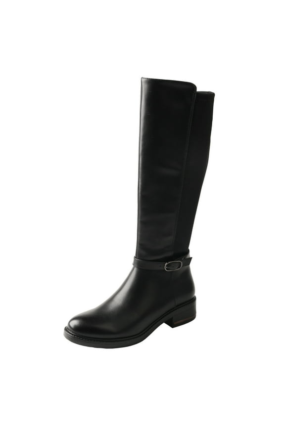 Women's Knee-High Stretch Riding Boots with Round Toe