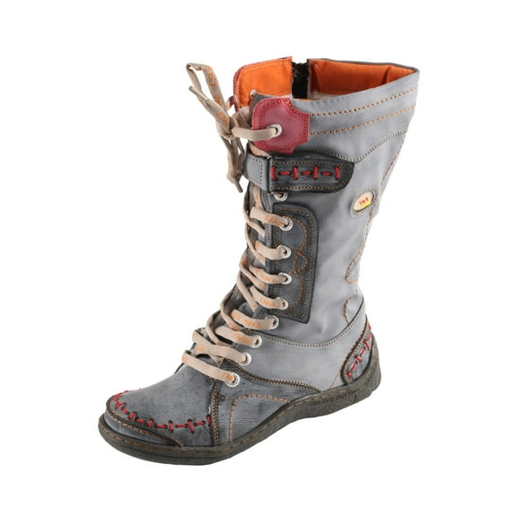TMA EYES Women's Knee Outdoor Boots Water-Resistant Lace Up and Side Zipper Wide Width Comfortable Leather Winter Boots with Faux Fur Lining