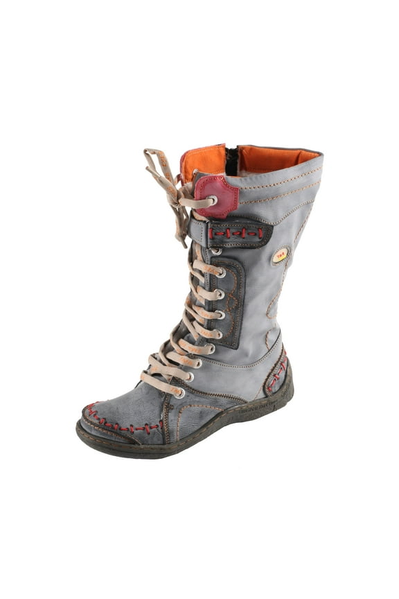 Women's Knee Outdoor Boots Water-Resistant Lace Up and Side Zipper Wide Width Comfortable Leather Winter Boots with Faux Fur Lining