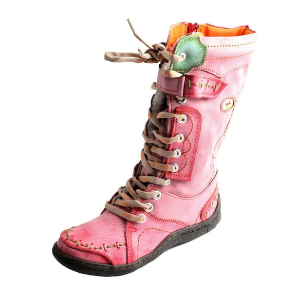 TMA EYES Women's Knee Outdoor Boots Water-Resistant Lace Up and Side Zipper Wide Width Comfortable Leather Winter Boots with Faux Fur Lining