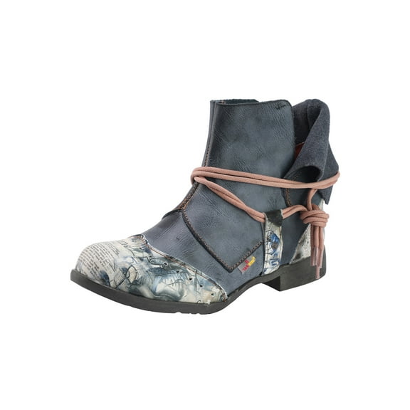TMA EYES Women's Lace-up Style Leather Loafers with Ankle Boots
