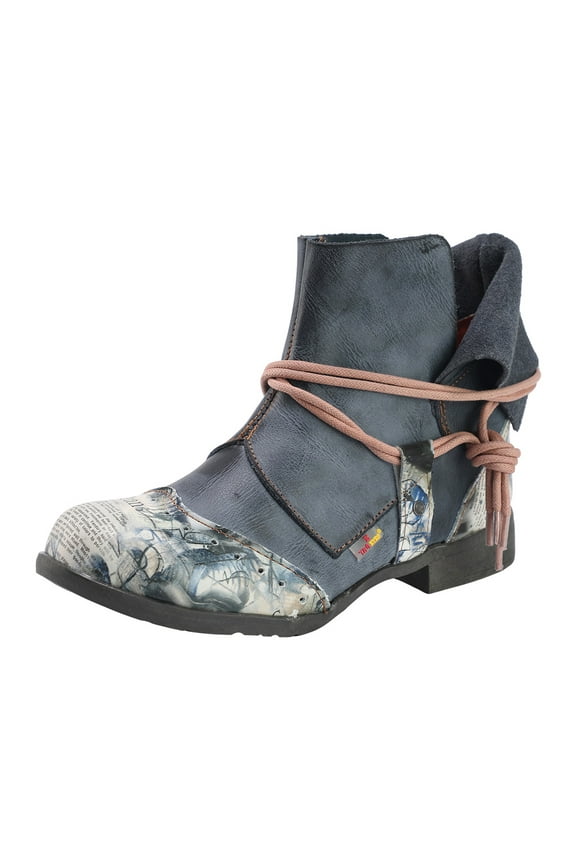 Women's Lace-up Style Leather Loafers with Ankle Boots