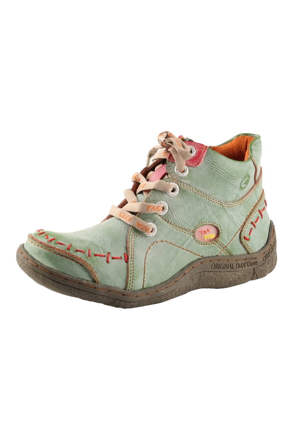 Women's Lace-up and Side Zipper Ankle Boots Hand Stitching Upper Women's Boots