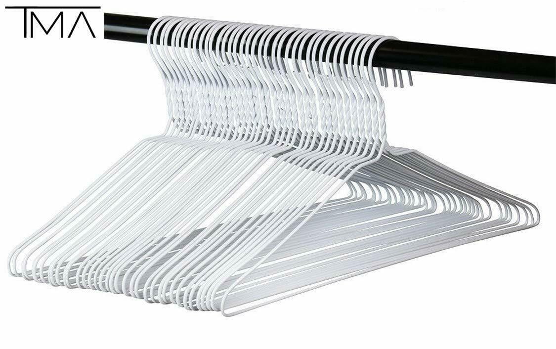 TMA Metal Wire Clothing Hangers in Bulk, 100 Pack, White - Walmart.com