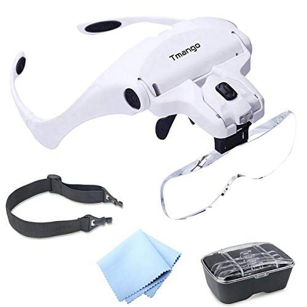 Head Mount Magnifier, Headset Magnifier with LED Lights Hands Headband  Magnifying Glass for Close Work Electronics Eyelash Crafts Jewelry Circuit