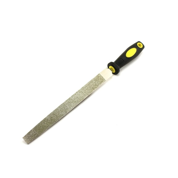 TMAX 10 Inch (25 cm) Long Diamond Coated Flat File Grit 60 Coarse, Diamond Coated Flat File Plastic Handle Hand Tools for Grinding on Glass, Stone, Marble, Rock, Bone