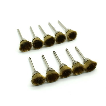 TMAX 10 Pc Brass Bristle 1/4 Inch Pen Wire Brush #537 With 1/8 Inch...