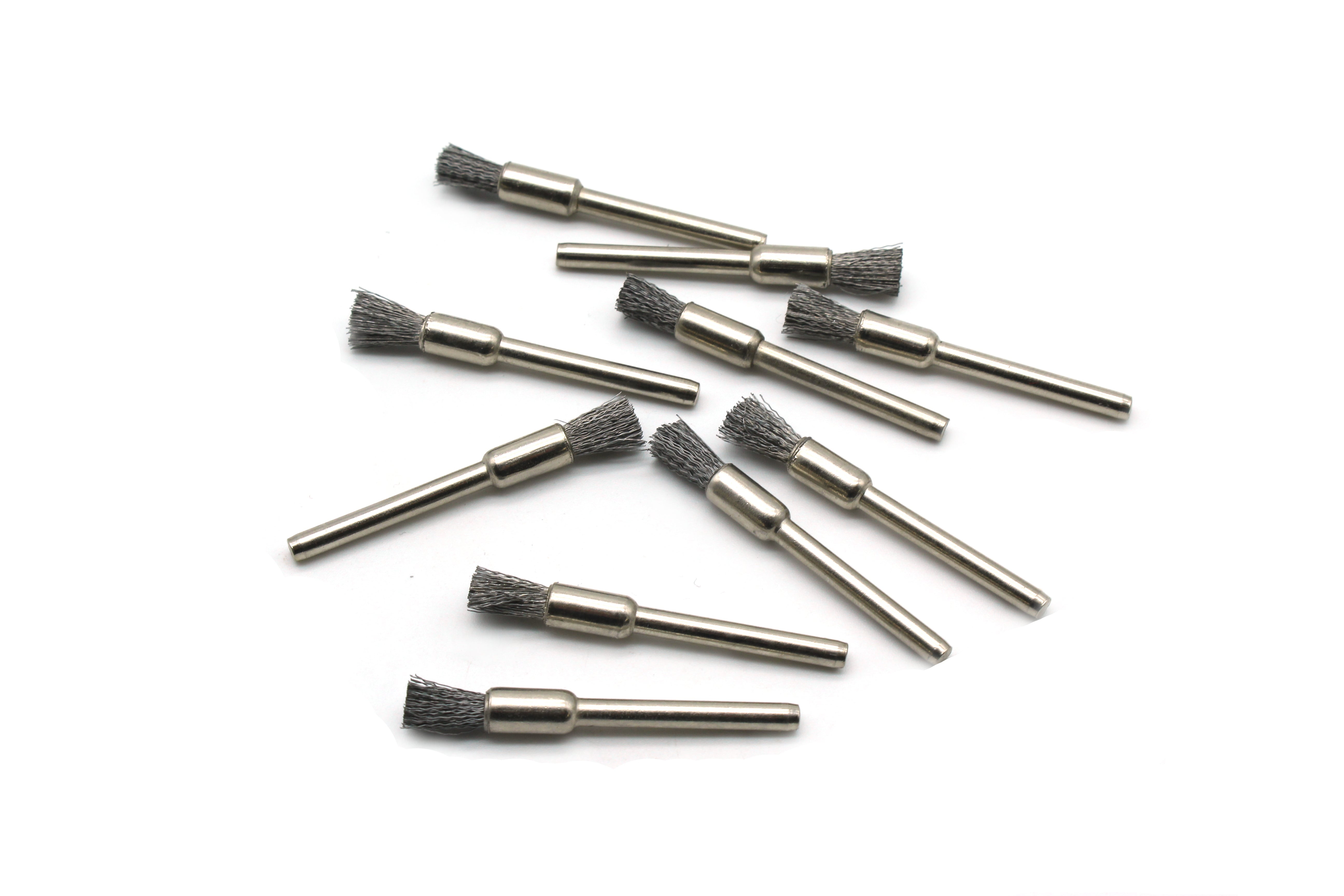 TMAX 100 pc Carbon Steel 1/4 Inch Pen Wire Brush Wheel with 1/8 Inch Shank for Dremel Rotary Tools