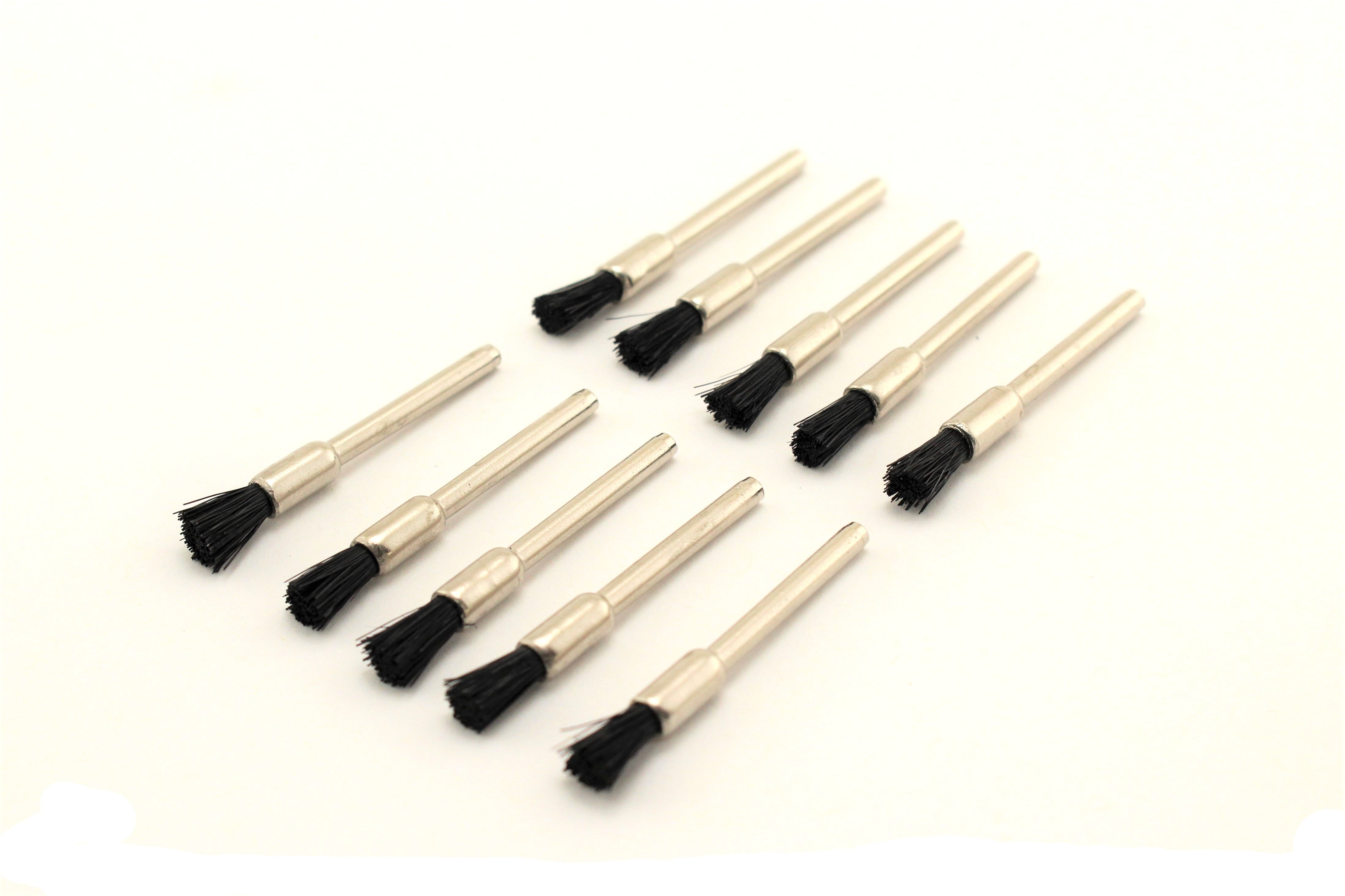 TMAX 100 pc Nylon Plastic Bristle 1/4 Inch Pen Wire Brush Wheel with 1/8 Inch Shank for Dremel Rotary Tools