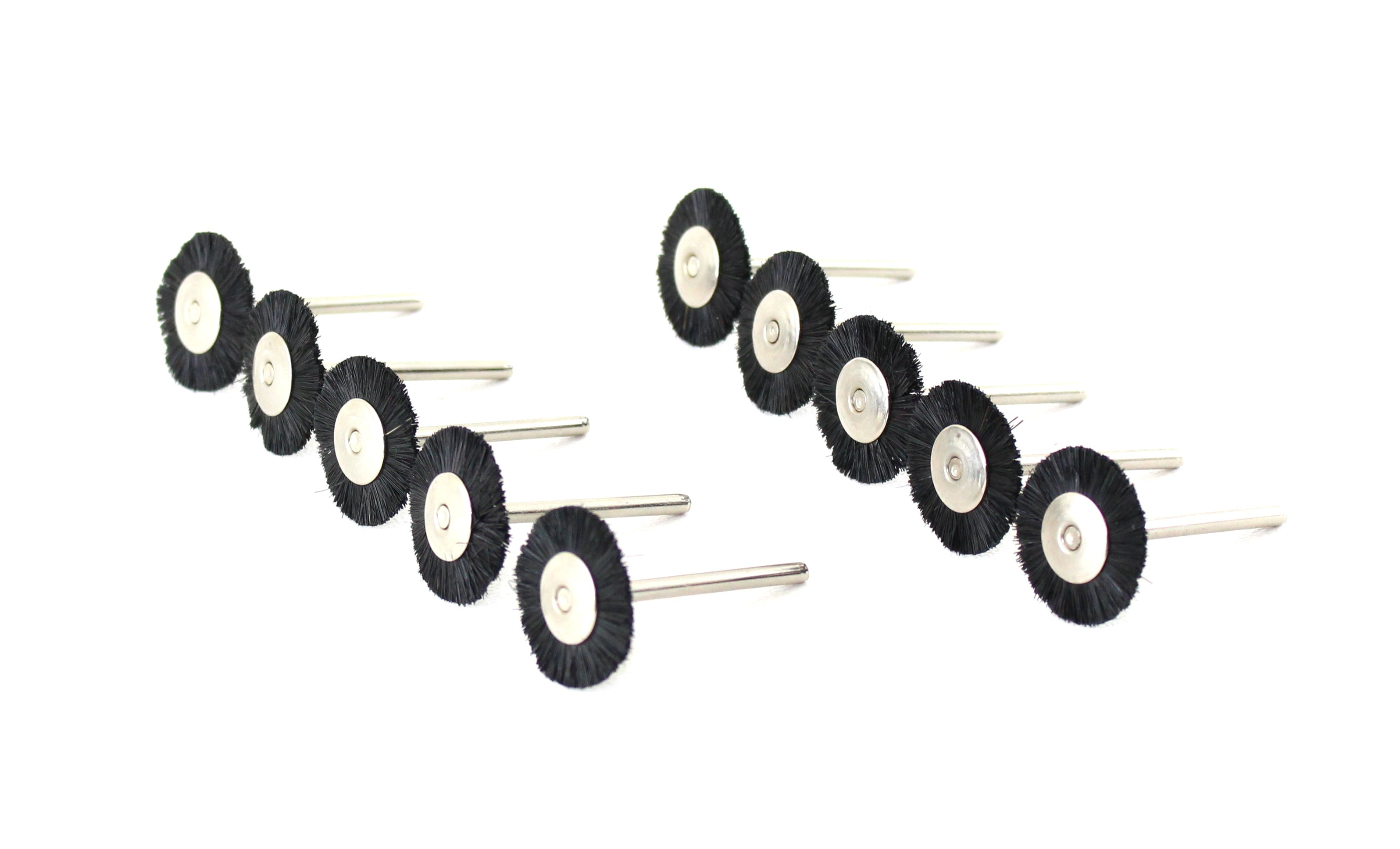 TMAX 100 pc Nylon Plastic Bristle 3/4 Inch Flat Wire Brush Wheel with 1/8 Inch Shank for Dremel Rotary Tools