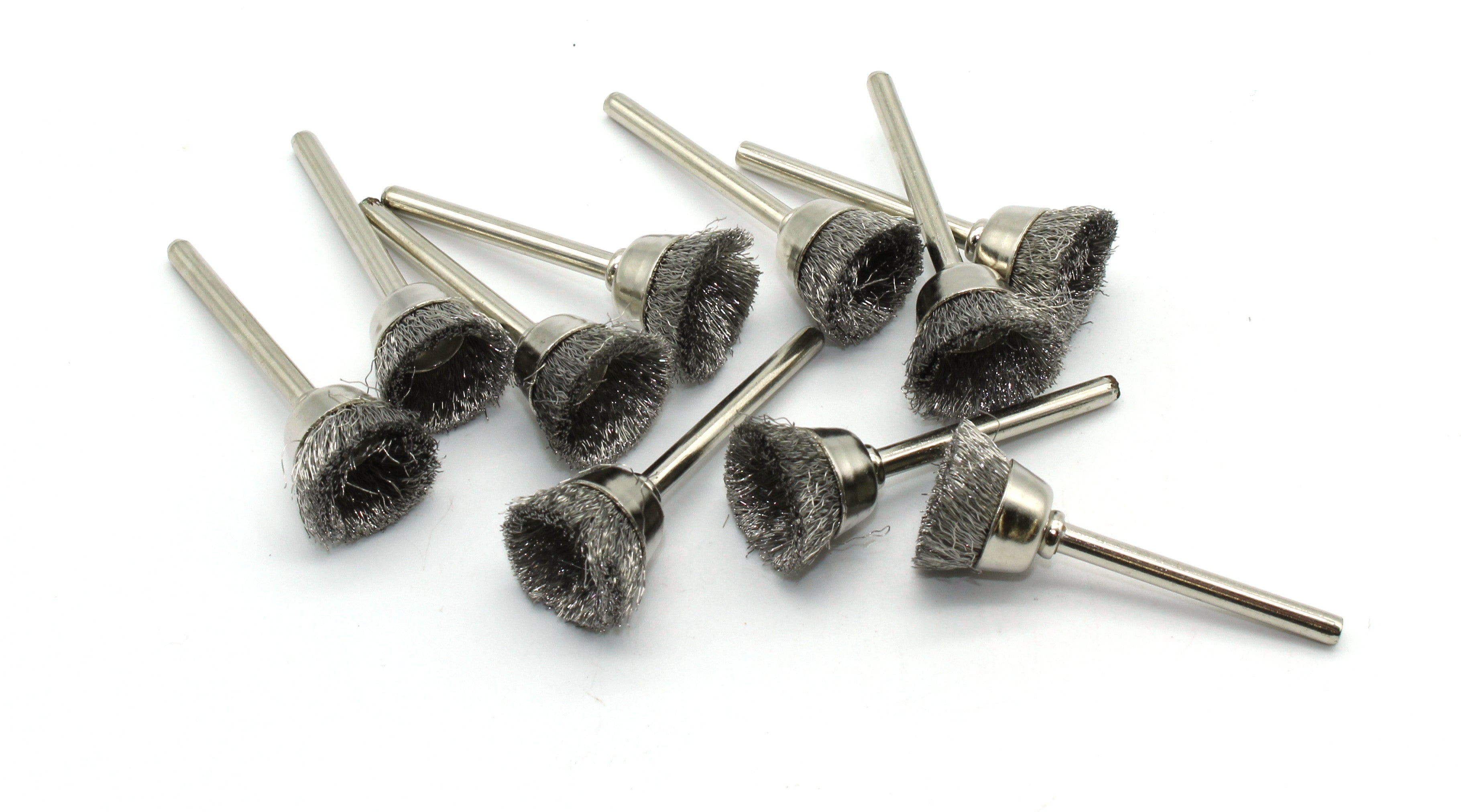 TMAX 100 pc Stainless Steel 1/2 Inch Cup Wire Brush Wheel with 1/8 Inch Shank for Dremel Rotary Tools