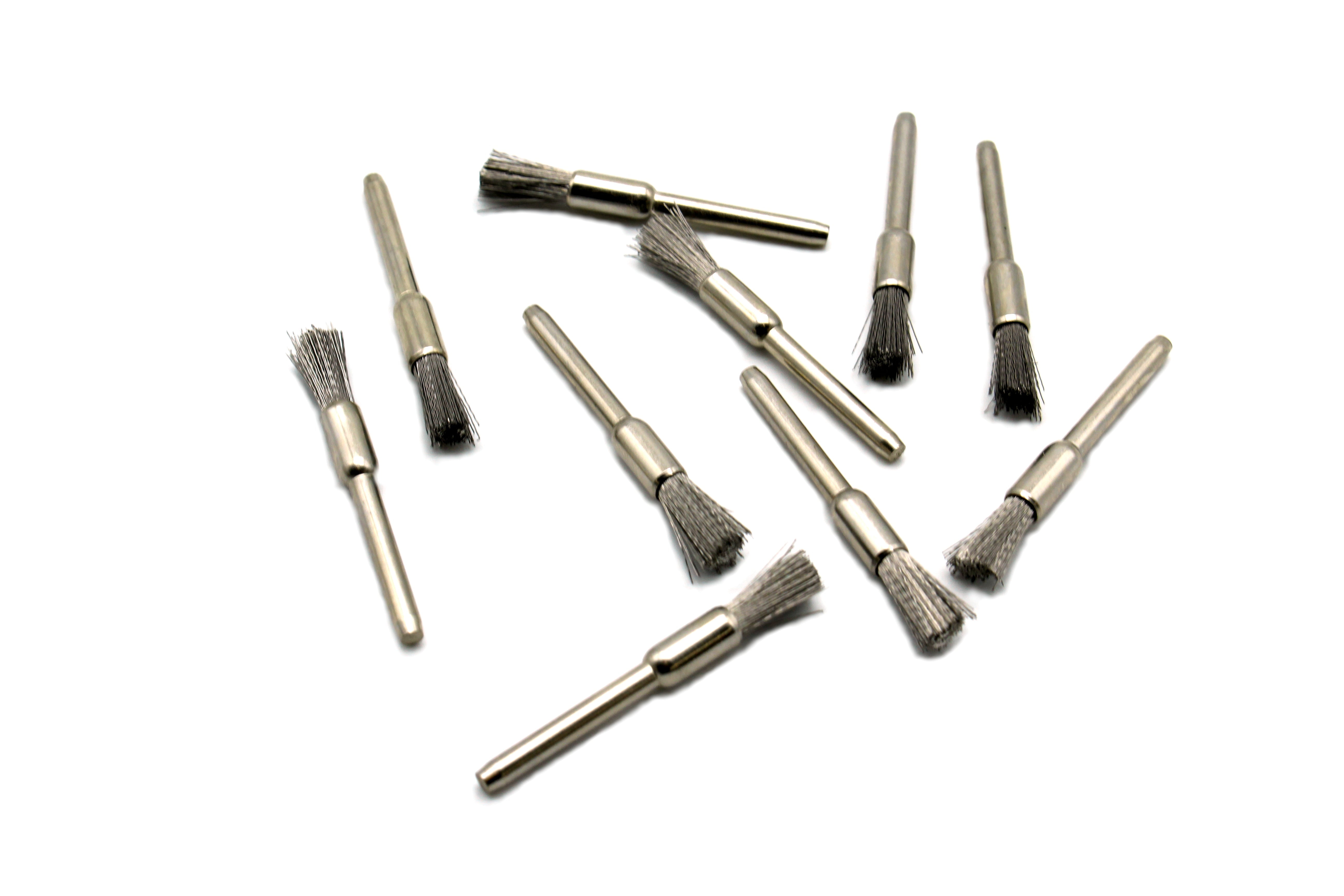TMAX 100 pc Stainless Steel 1/4 Inch Pen Wire Brush Wheel with 1/8 Inch Shank for Dremel Rotary Tools