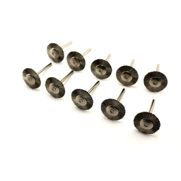 TMAX 100 pc Stainless Steel 3/4 Inch Flat Wire Brush Wheel with 1/8 Inch Shank for Dremel Rotary Tools