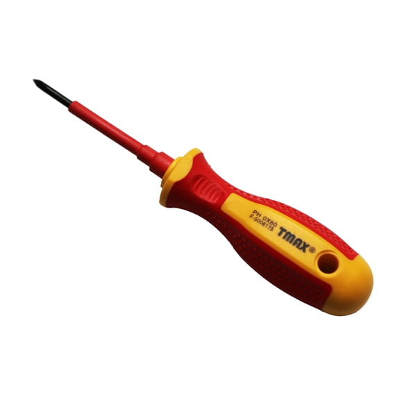 TMAX 1000V VDE PH0 Insulated Electrician Phillips Screwdriver #0 2-23/64 Inch Rod Length, 5-33/64 Inch total length for Magnetic Tips, Phillips Bit and Non-Slip Grip