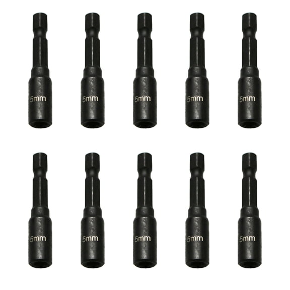 TMAX 10Pc 5mm Magnetic Nutsetter Set Impact Power Hex Nut Driver with 1/4 inch Hex Shank
