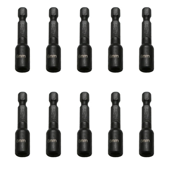 TMAX 10pc 6mm Magnetic Nutsetter Set Impact Power Hex Nut Driver with 1/4 Inch Hex Shank