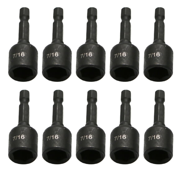 TMAX 10pc 7/16 Inch Magnetic Nutsetter Set Impact Power Hex Nut Driver with 1/4 Inch Hex Shank