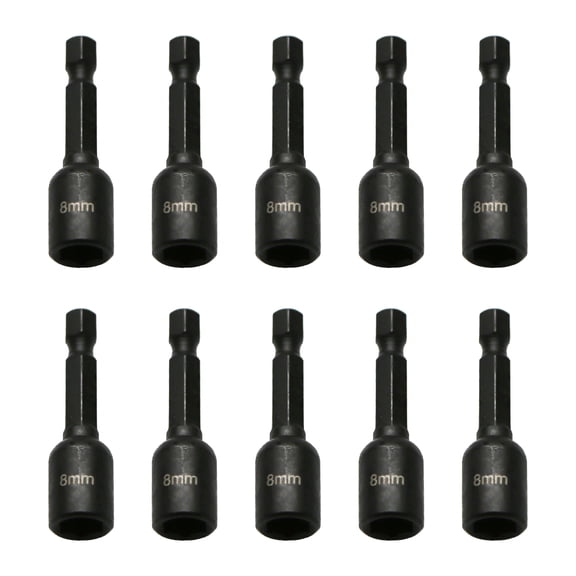 TMAX 10pc 8mm Magnetic Nutsetter Set Impact Power Hex Nut Driver with 1/4 Inch Hex Shank