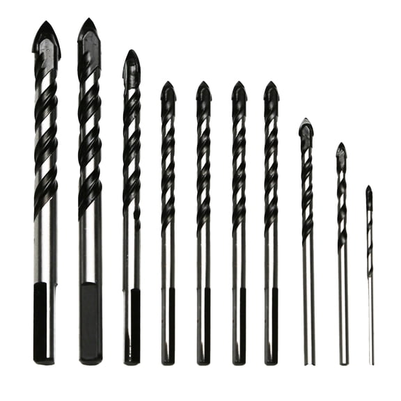 TMAX 10pc 1/8 Inch to 1/2 Inch Masonry Drill Bit Set with Industrial Strength Carbide Drill Bit Tip for Glass, Brick, Plastic, Cement, Wood, Tile