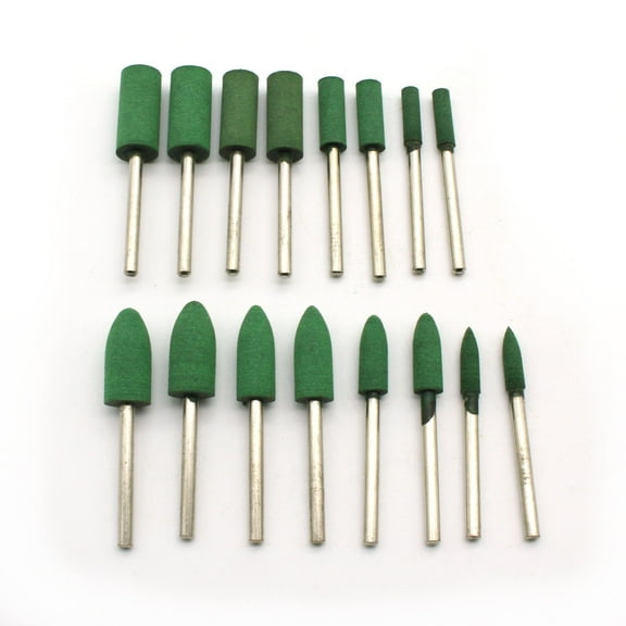 TMAX 16 pc Rubber Polishing Burr 4, 6, 8, 10 mm (5/32, 1/4, 5/16, 3/8 Inch) Bullet Cylinder with 3 mm (1/8 Inch) Shank for Dremel Rotary Tools