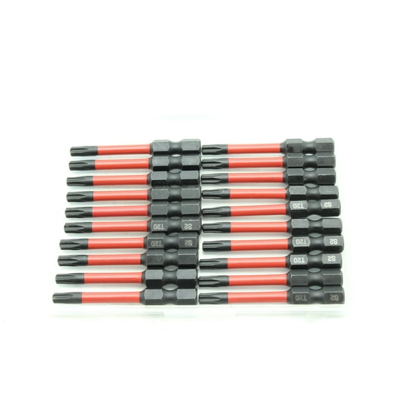 TMAX 20 pc T20 Torx Star 6 Point T-20 Black High Torque Impact Screwdriver Insert Bits Set S2 Steel Torsion Resistant, 2 Inch Long, 1/4 Inch Hex Shank with Quick Release Slot