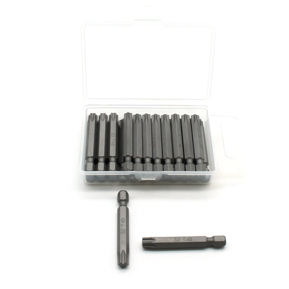 TMAX 25 pc T40 Torx Star 6 Point T-40 Screwdriver Impact Ready 2 Inch Length Insert Bits Hex Shank with Quick Release Slot