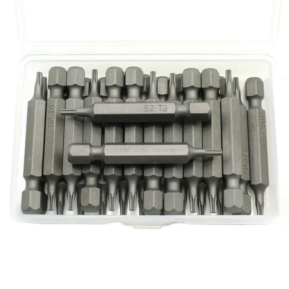 TMAX 25 pc T8 Torx Star 6 Point T-8 Screwdriver Impact Ready 2 Inch Length Insert Bits Hex Shank with Quick Release Slot