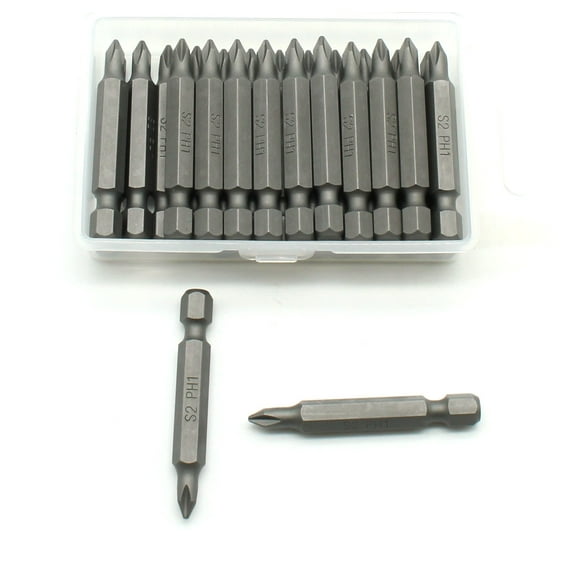 TMAX 25 pc PH1 Phillips #1 Screwdriver Impact Ready 2 Inch Length Insert Bits Hex Shank with Quick Release Slot