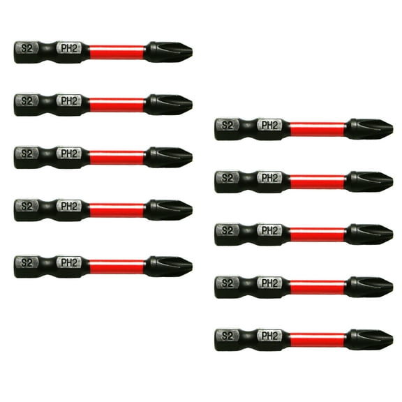 TMAX 25 pc PH2 Phillips #2 Black High Torque Impact Screwdriver Insert Bits Set S2 Steel Torsion Resistant, 2 Inch Long, 1/4 Inch Hex Shank with Quick Release Slot