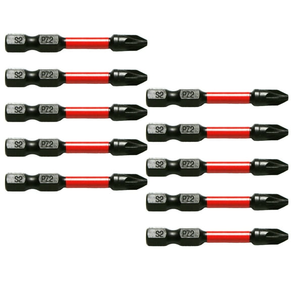 TMAX 25 pc PZ2 Pozi #2 Black High Torque Impact Screwdriver Insert Bits Set S2 Steel Torsion Resistant, 2 Inch Long, 1/4 Inch Hex Shank with Quick Release Slot