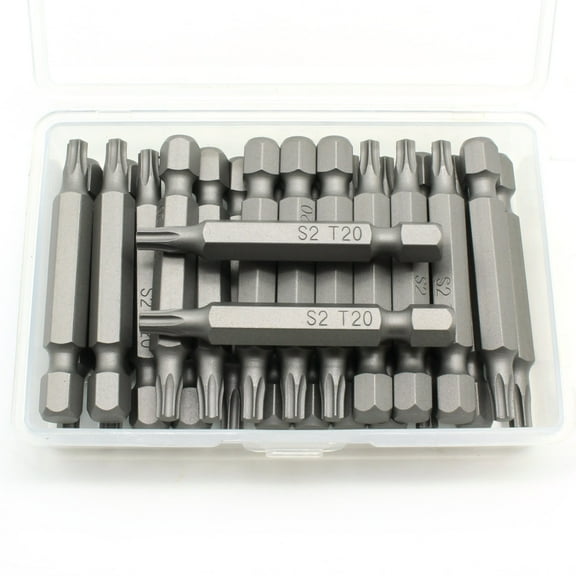 TMAX 25 pc T20 Torx Star 6 Point T-20 Screwdriver Impact Ready 2 Inch Length Insert Bits Hex Shank with Quick Release Slot