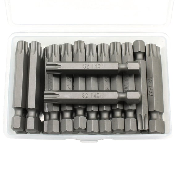 TMAX 25 pc T40H Tamper Proof Security Torx 6 point Screwdriver Impact Ready 2 Inch Length Insert Bits Hex Shank with Quick Release Slot