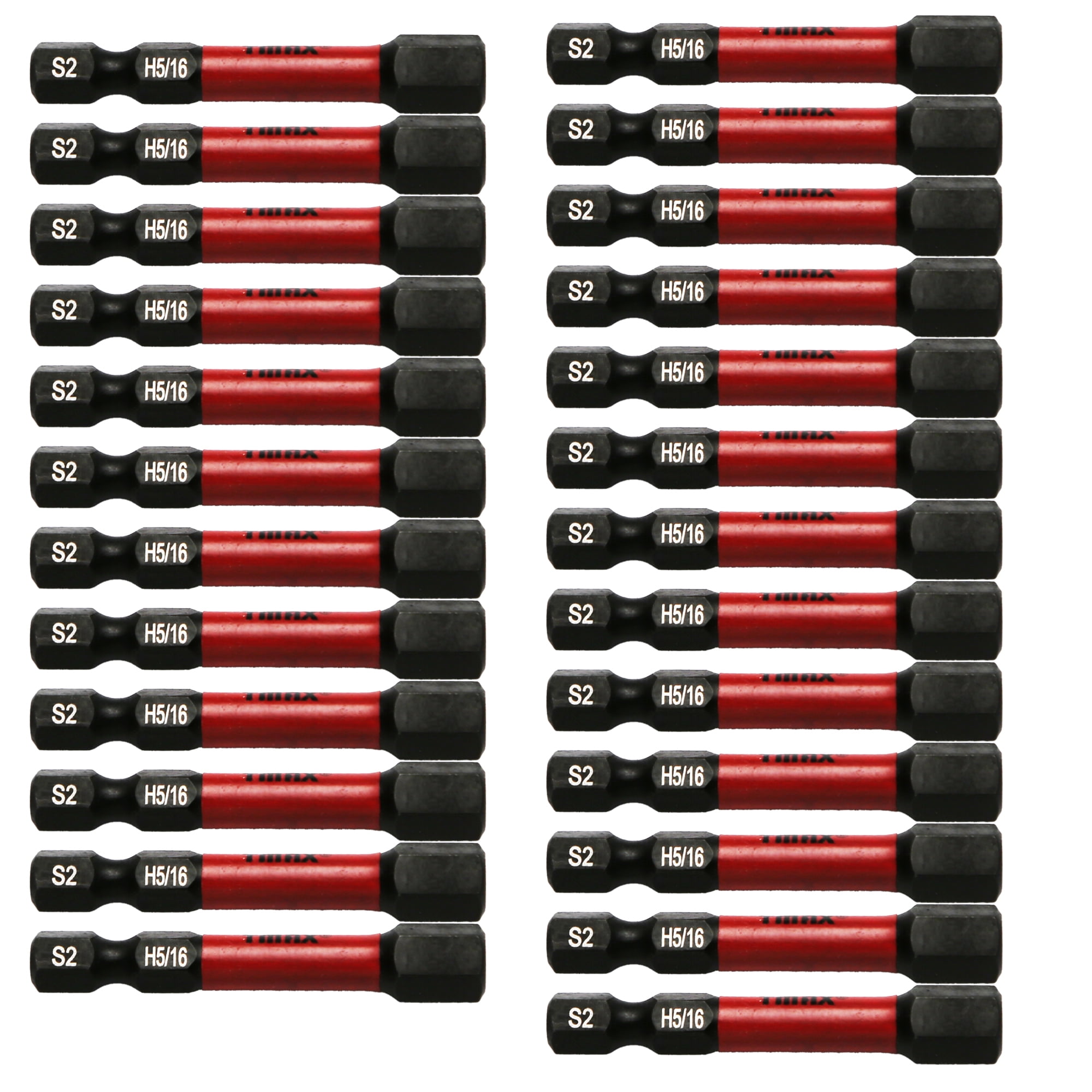 TMAX 25 pc H5/16 H-5/16 Inch Hex Head Allen Wrench Black High Torque Impact Screwdriver Insert Bits Set S2 Steel Torsion Resistant, 2 Inch Long, 1/4 Inch Hex Shank with Quick Release Slot