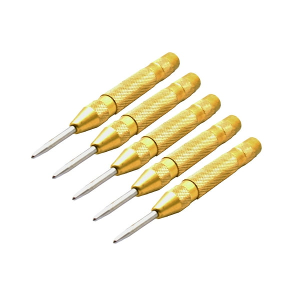 TMAX 5 pc Heavy Duty Automatic Center Punch, 5 Inch Premium Steel Spring Loaded Automatic Center Hole Punch for Metel, Plastics, Wood, Glass