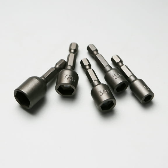 TMAX 5 pc Impact Ready Nut Driver Magnetic S2 Steel Nutsetter Set: 1/4 Inch, 5/16 Inch, 3/8 Inch, 7/16 Inch, 1/2 Inch
