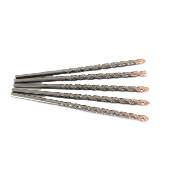 TMAX 5 Pc Premium Percussion Masonry Drill Bit with 1/4 inch Tip and 6 inch overall length, Concrete Drill Bit for Masonry, Brick, Stone, and More