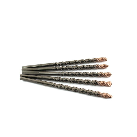 TMAX 5 pc Premium Percussion Masonry Drill Bit with 3/8 Inch Tip and 6 Inch overall length, Concrete Drill Bit for Masonry, Brick, Stone, and More