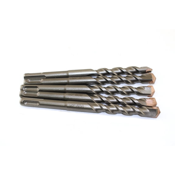 TMAX 5 pc SDS Plus Rotary Hammer Drill Bit Set (1/2 x 4 x 6 Inch) Carbide Tipped for Drilling Through Concrete, Cement, Stone, Brick, Ceramic Pots