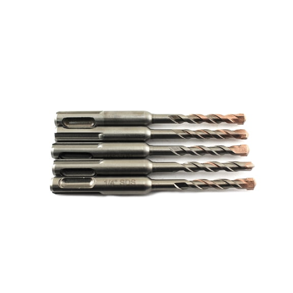 TMAX 5 pc SDS-Plus Rotary Hammer Drill Bit Set (1/4 x 2 x 4 Inch) Carbide Tipped for Drilling Through Concrete, Cement, Stone, Brick, Ceramic Pots