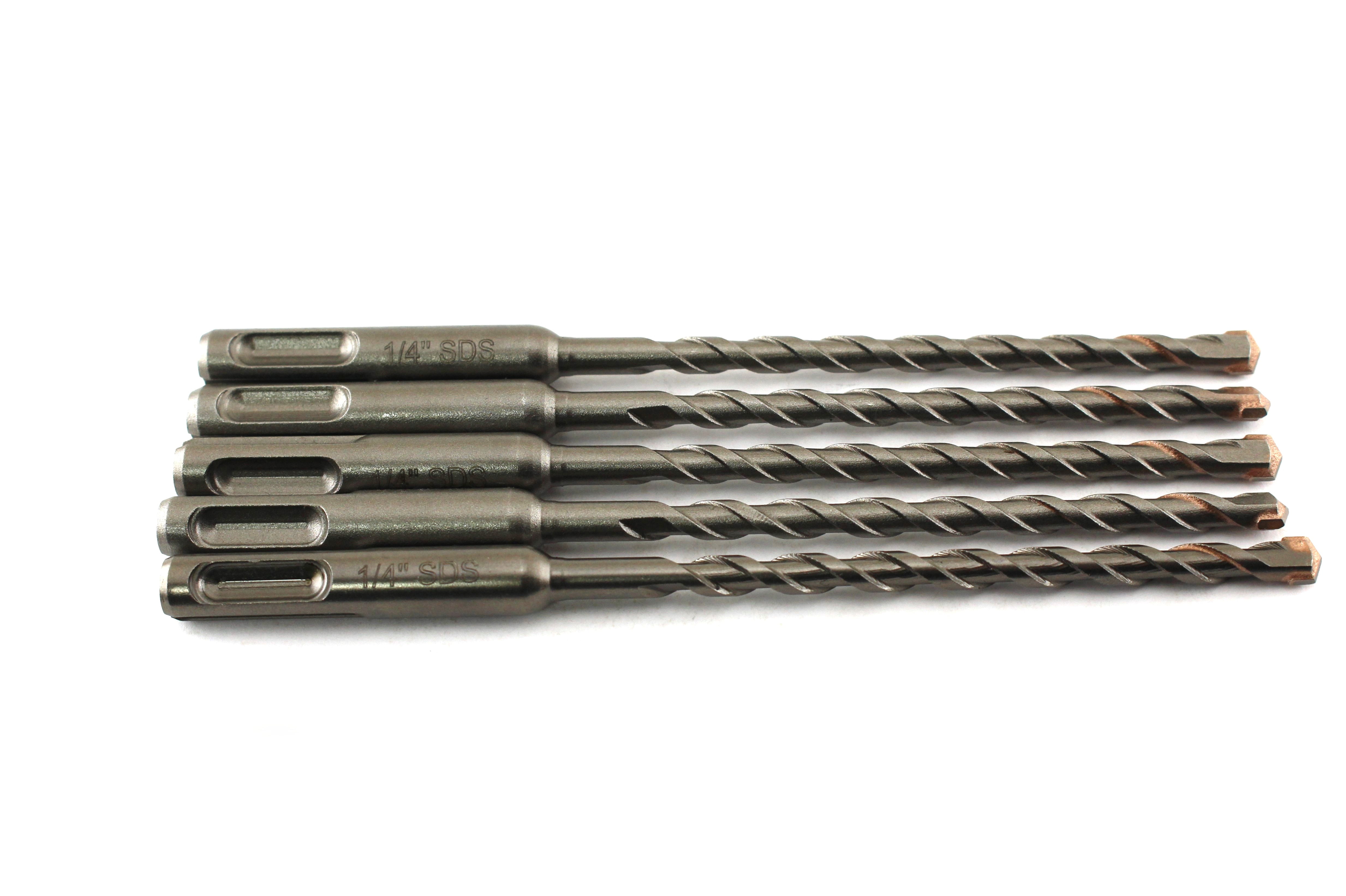 TMAX 5 pc SDS Plus Rotary Hammer Drill Bit Set (1/4x 4 x 6 Inch) Carbide Tipped for Drilling Through Concrete, Cement, Stone, Brick, Ceramic Pots
