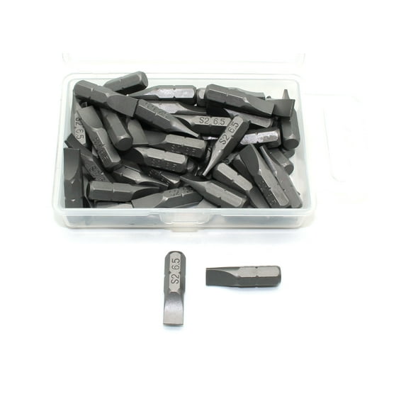 TMAX 50 pc 1/4 Inch Slotted Flat Head Screwdriver Impact Ready 1 Inch Length Insert Bits Hex Shank with Quick Release Slot