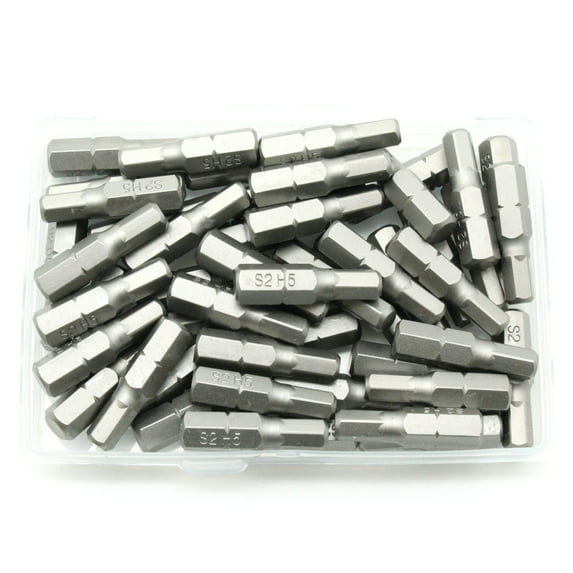TMAX 50 pc H5 H-5mm (13/64 Inch) Hex Head Screwdriver Impact Ready 1 Inch Length Insert Bits Hex Shank with Quick Release Slot