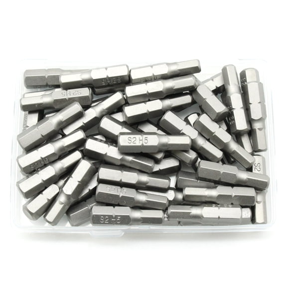 TMAX 50 pc H5 H-5mm (13/64 Inch) Hex Head Screwdriver Impact Ready 1 Inch Length Insert Bits Hex Shank with Quick Release Slot